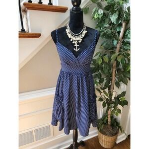 Crafty Women's Blue Polyester Sweetheart Neck Strappy Knee Length Dress Size S